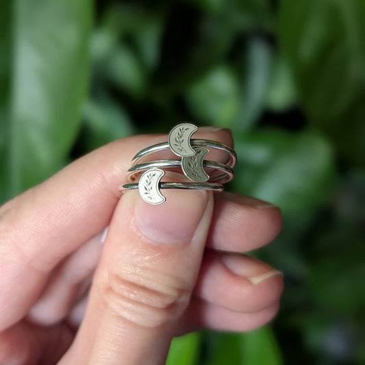 Sterling Silver Dainty Crescent Moon Stacker Ring