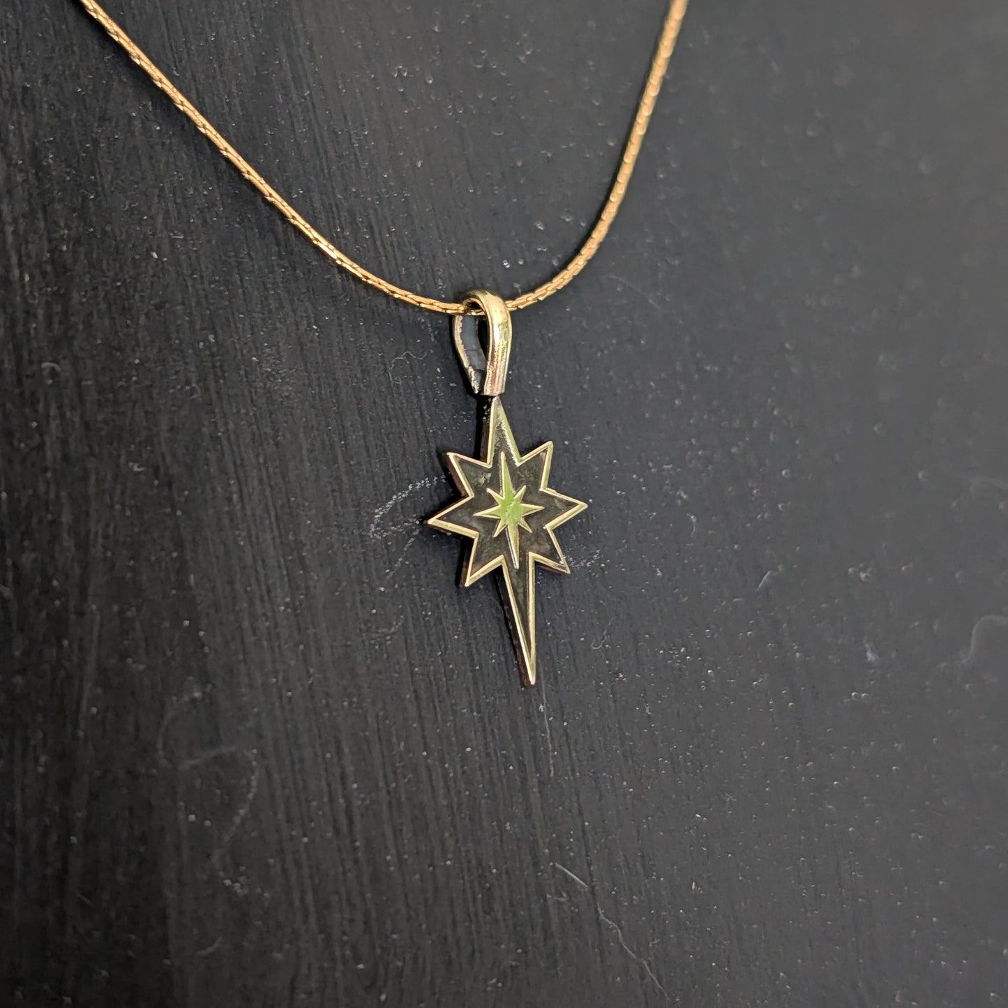 Golden Brass Celestial Star Pendant Necklace