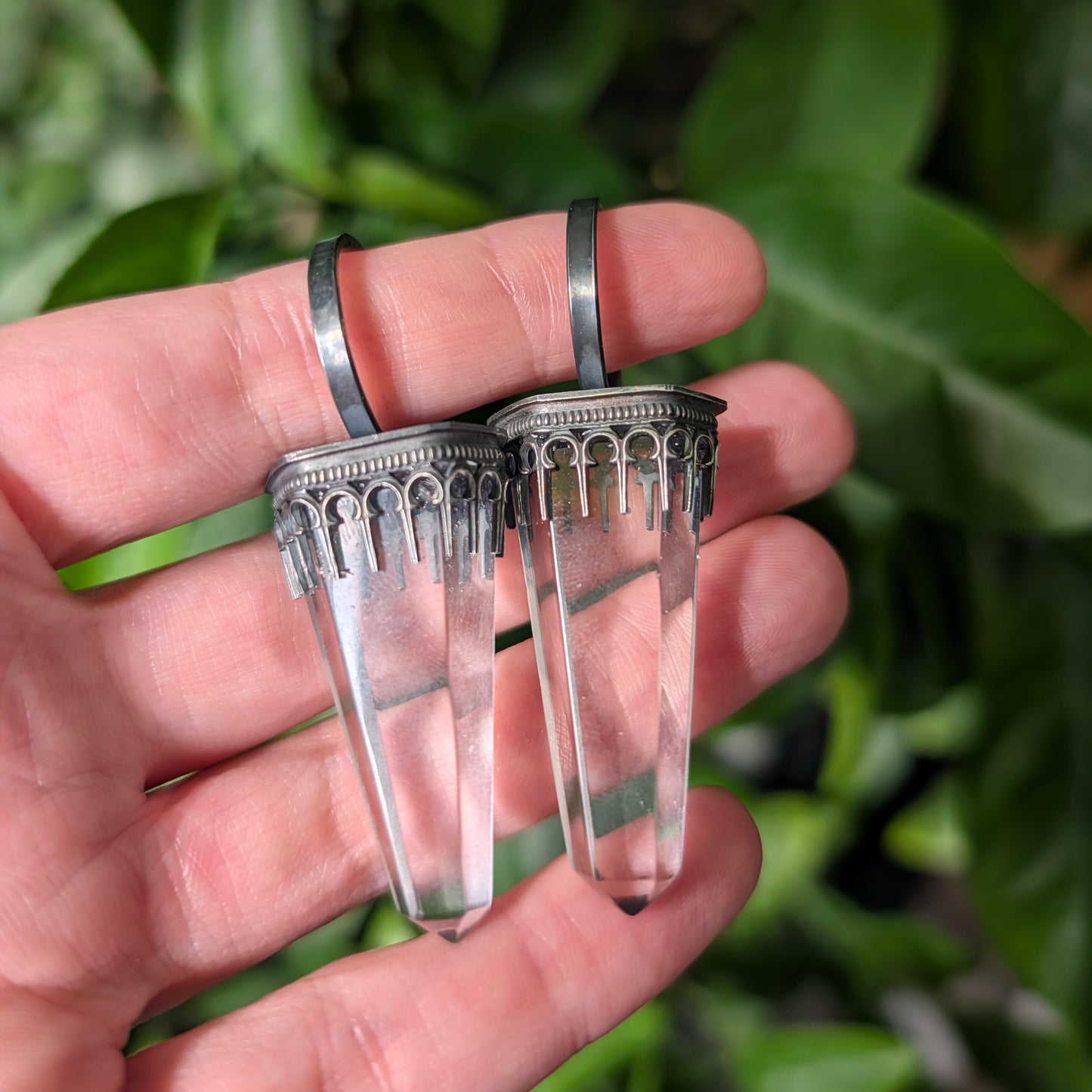 Sterling Silver Clear Quartz Stretched Ear Weights