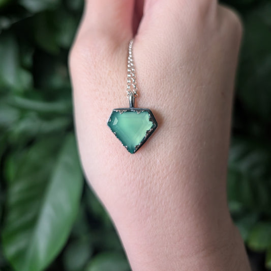 Sterling Silver Chrisophrase Spike Pendant Necklace