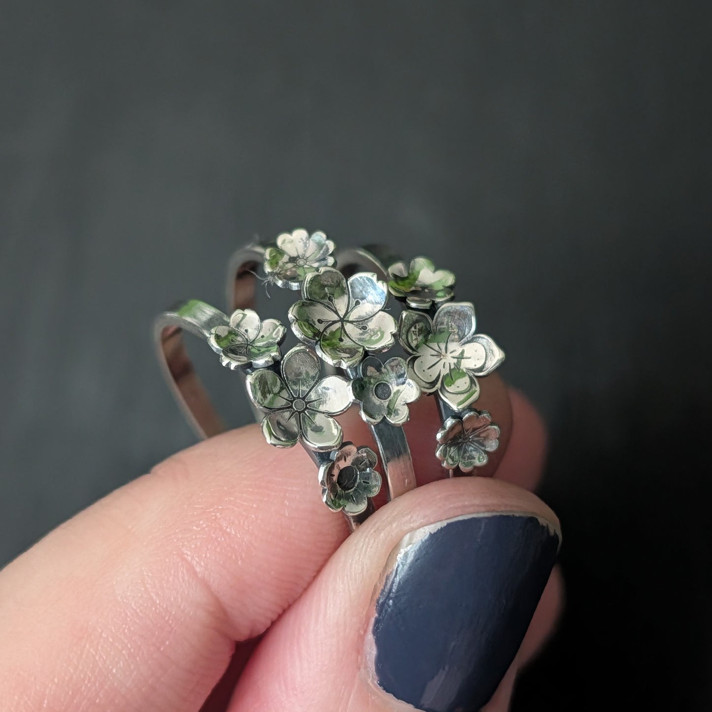 Sterling Silver Floral Stacking Ring