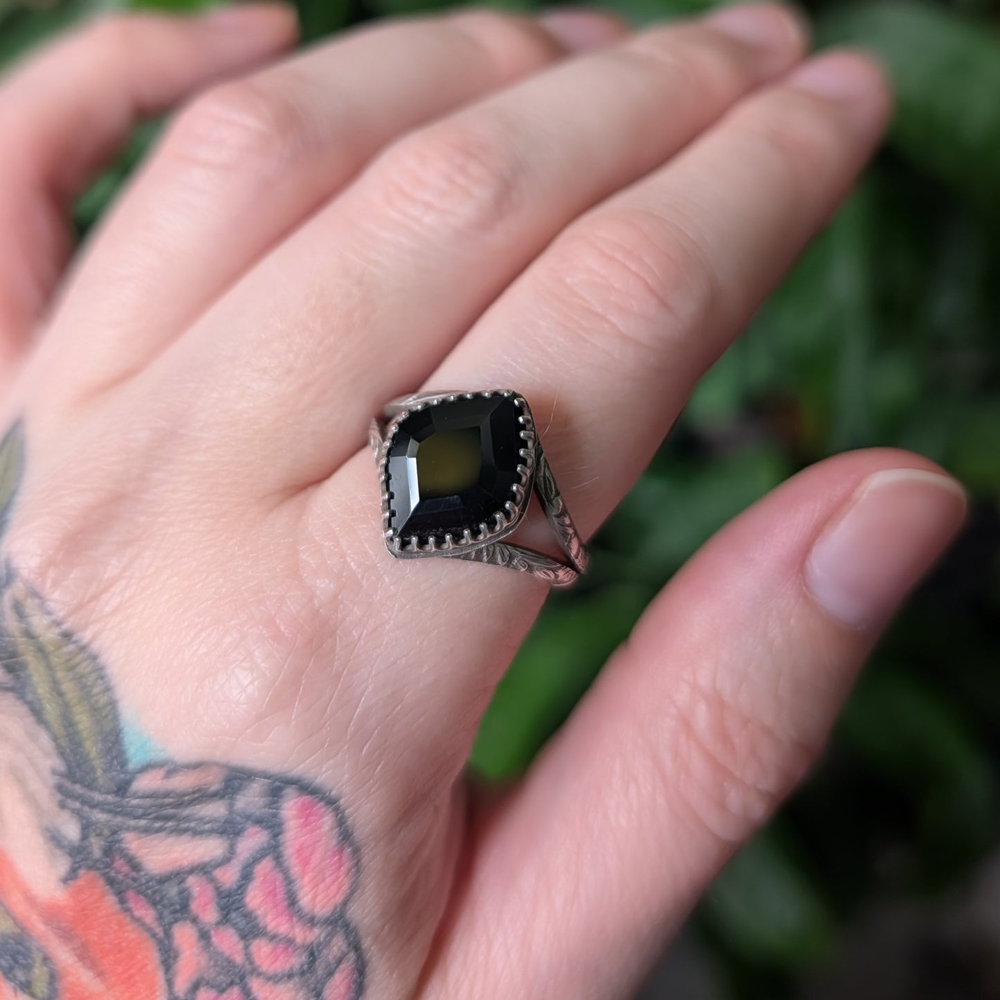 Sterling Silver Black Spinel Ring