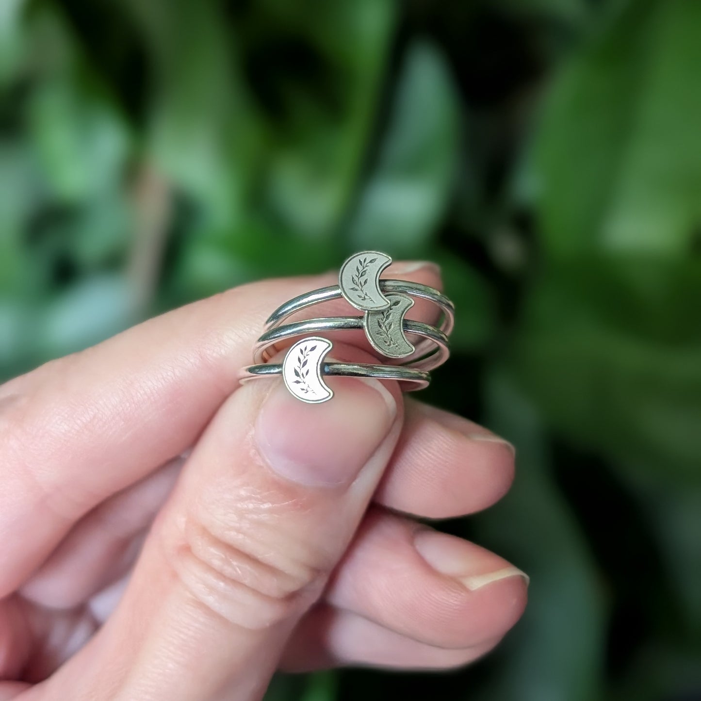 Sterling Silver Dainty Crescent Moon Stacker Ring