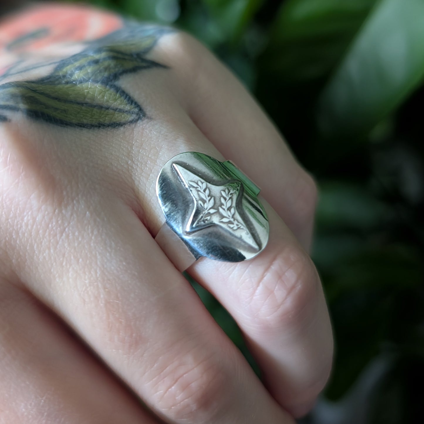 Sterling Silver Celestial Star Wide Band Saddle Ring