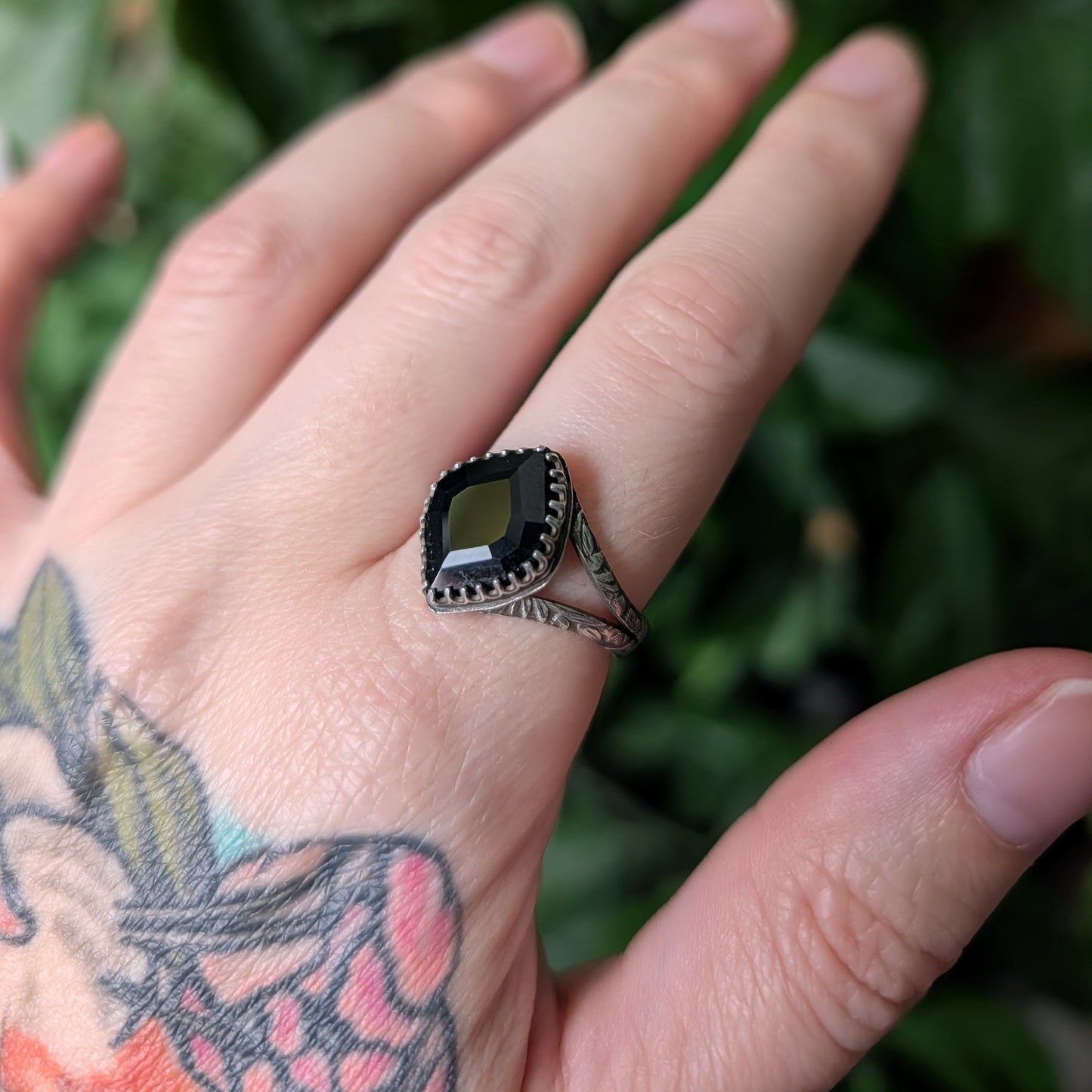 Sterling Silver Black Spinel Ring