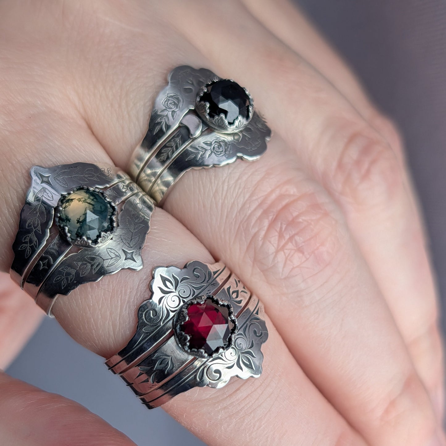 Sterling Silver Flourish Ring Set