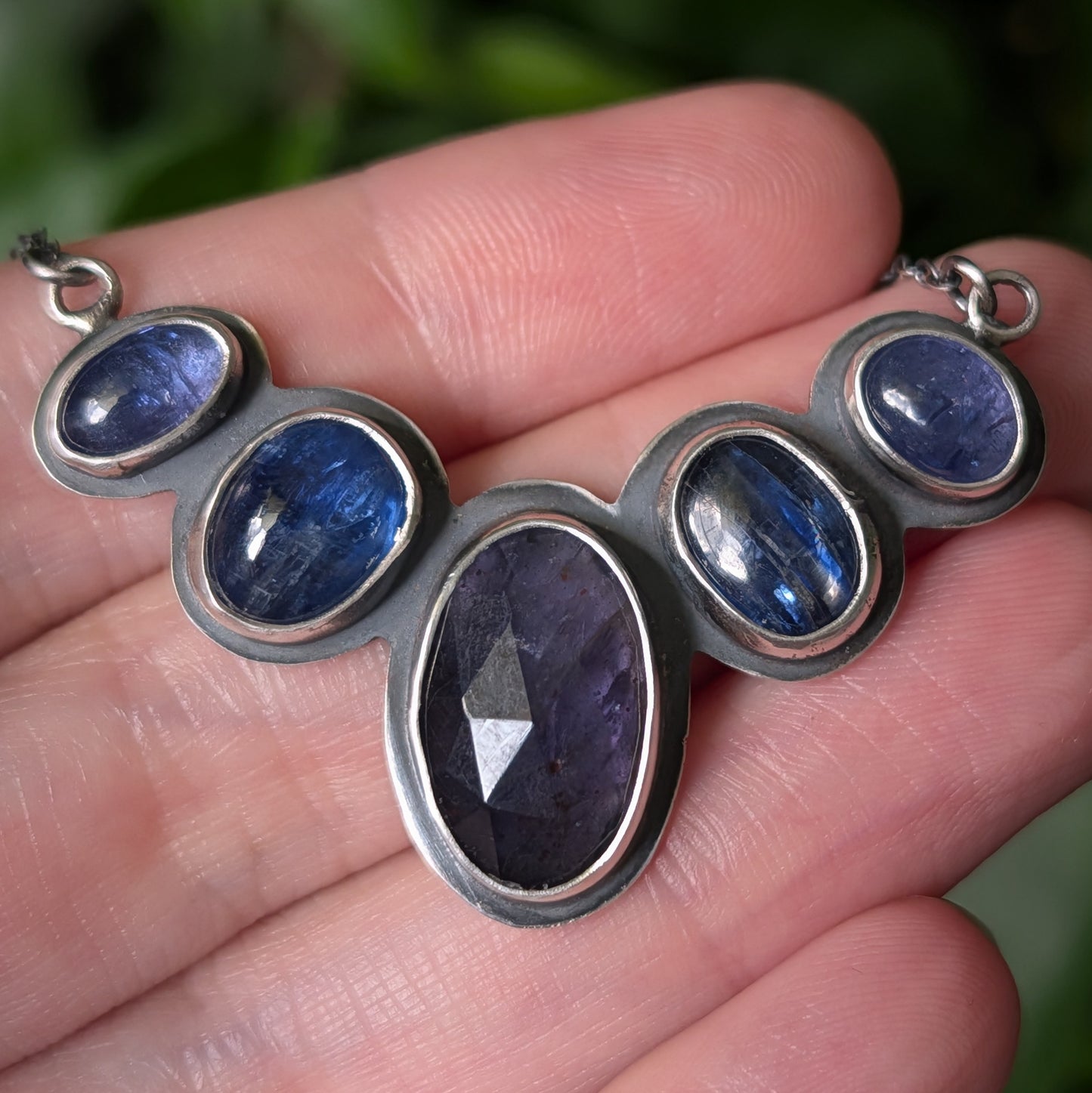 Sterling Silver Tanzanite Blue Kyanite and Iolite Pendant Necklace - Winter Talisman